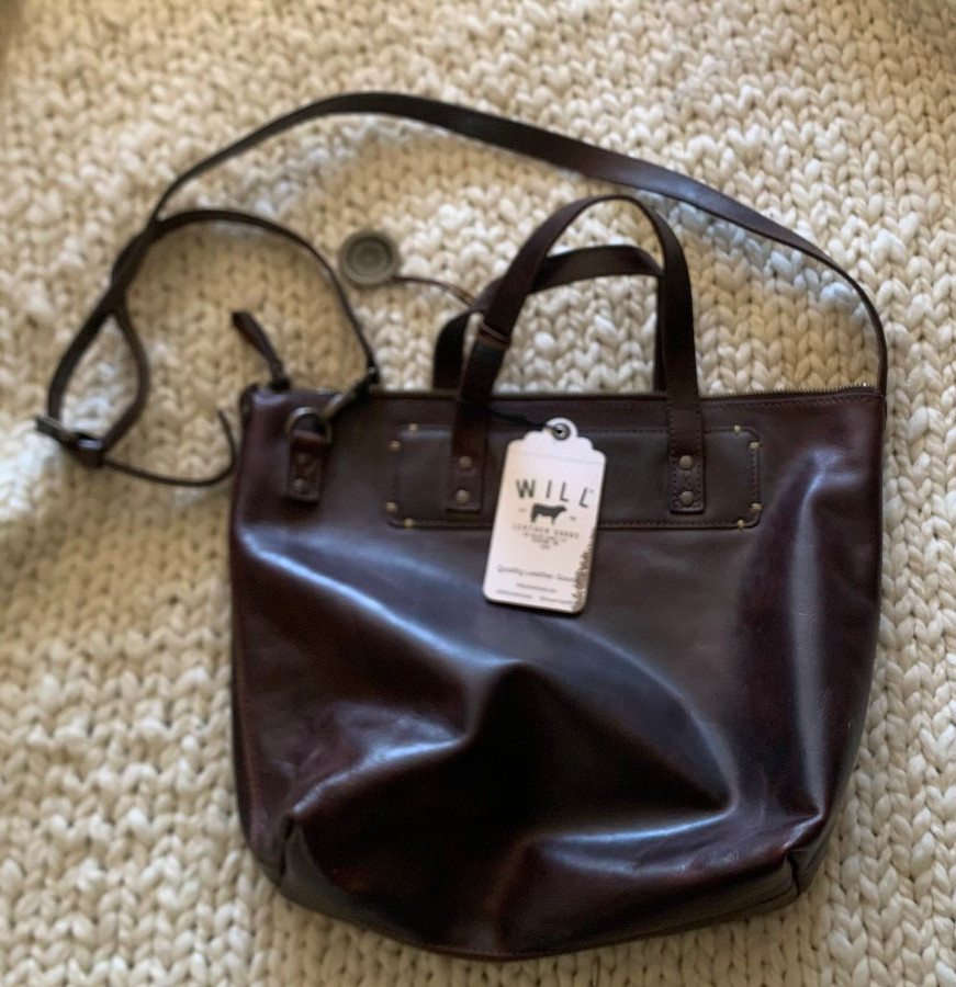 Will Leather Large Zip Tote Shoulder Bag Deep rich brown color