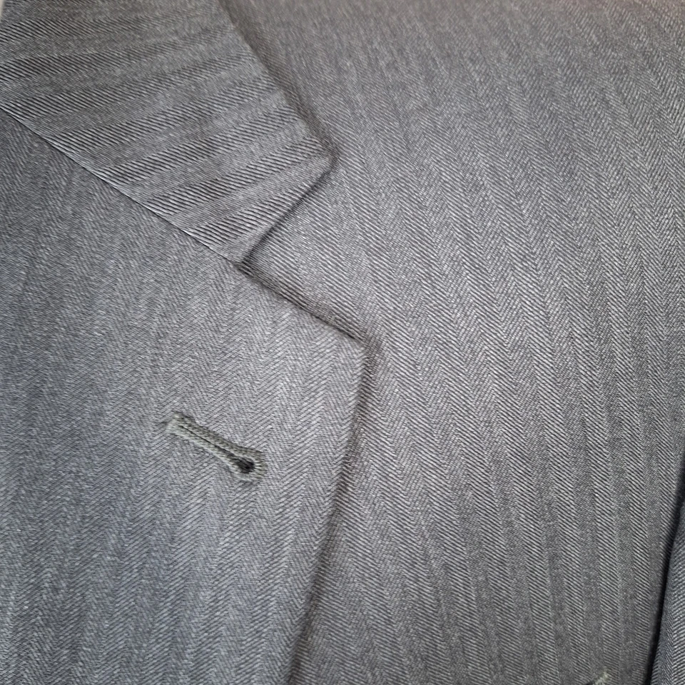 Traje Joseph A Bank 2 Piezas Para Hombre 44R 36X31 Gris Espiga Rayas Lana SV Foto 3 de 4