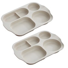 Wheat Straw Divided Plates 5 Section Dinner Tray Adults Unbreakable 2 PCS