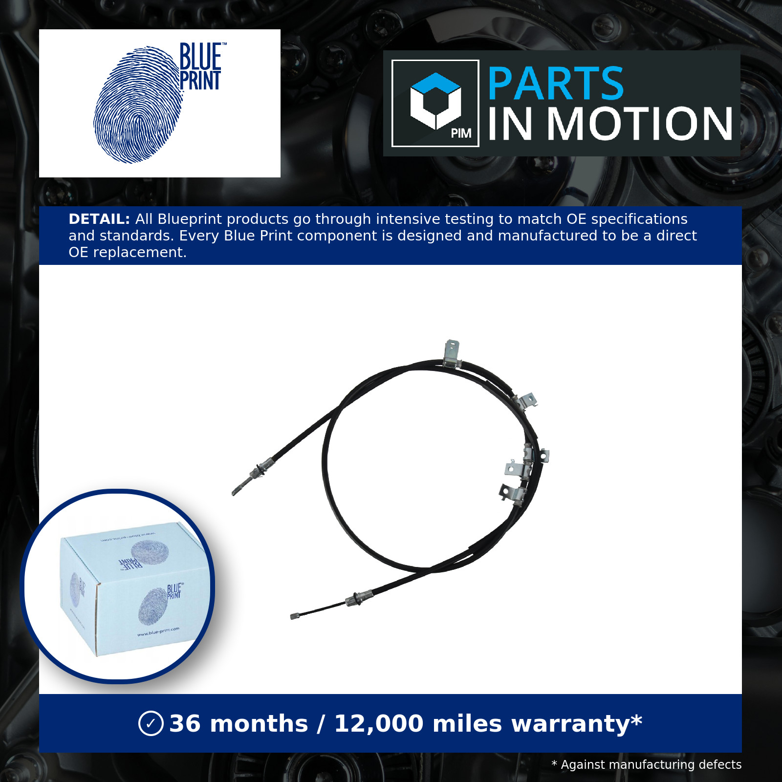 Handbrake Cable Rear Right ADA104628 Blue Print Hand Brake Parking K04862226AC