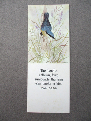LESEZEICHEN Religiöse Schrift Bluetit Vogel Des Herrn Unfehlbare Liebe Psalm 32:10