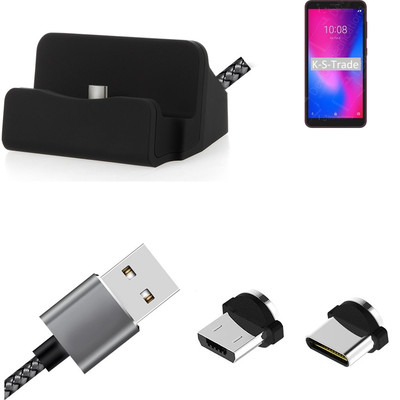 Ladestation für ZTE Blade A3 2020 + USB-Typ C u. Micro-USB-Adapter