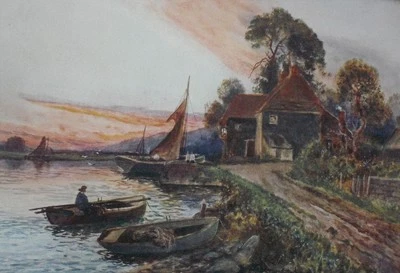 COASTAL SCENES Fisherfolk Nach Daniel Sherrin 2er Paar Druck 1930er gerahmt - Bild 1 von 4