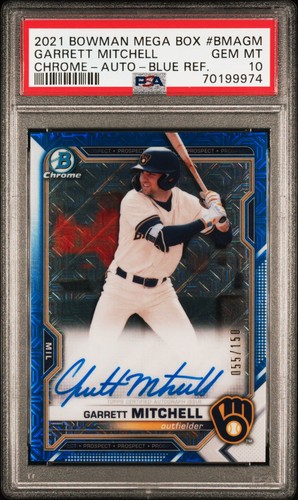 2021 Bowman Mega Box - Garrett Mitchell #BMA-GM, Blue Auto /150, PSA 10 Brewers