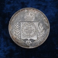 1858 Brazil 1,000 Reis Uncirculated Silver Coin