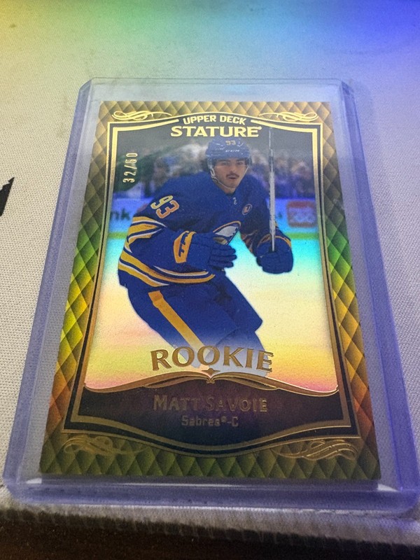 2023-24 matt savoie upper deck stature gold /50