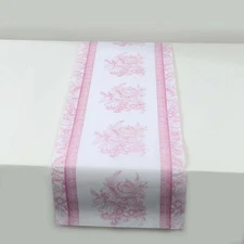 11" x 108" White Pink Floral Pattern Table Runners Ornate Borders Party Events