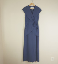Carolina Herrera Dress Womens 6 Blue Silk Maxi Formal Gown