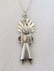 Vintage Navajo Indian Sterling Silver Kachina Figure Pendant & Necklace Chain — photo 2