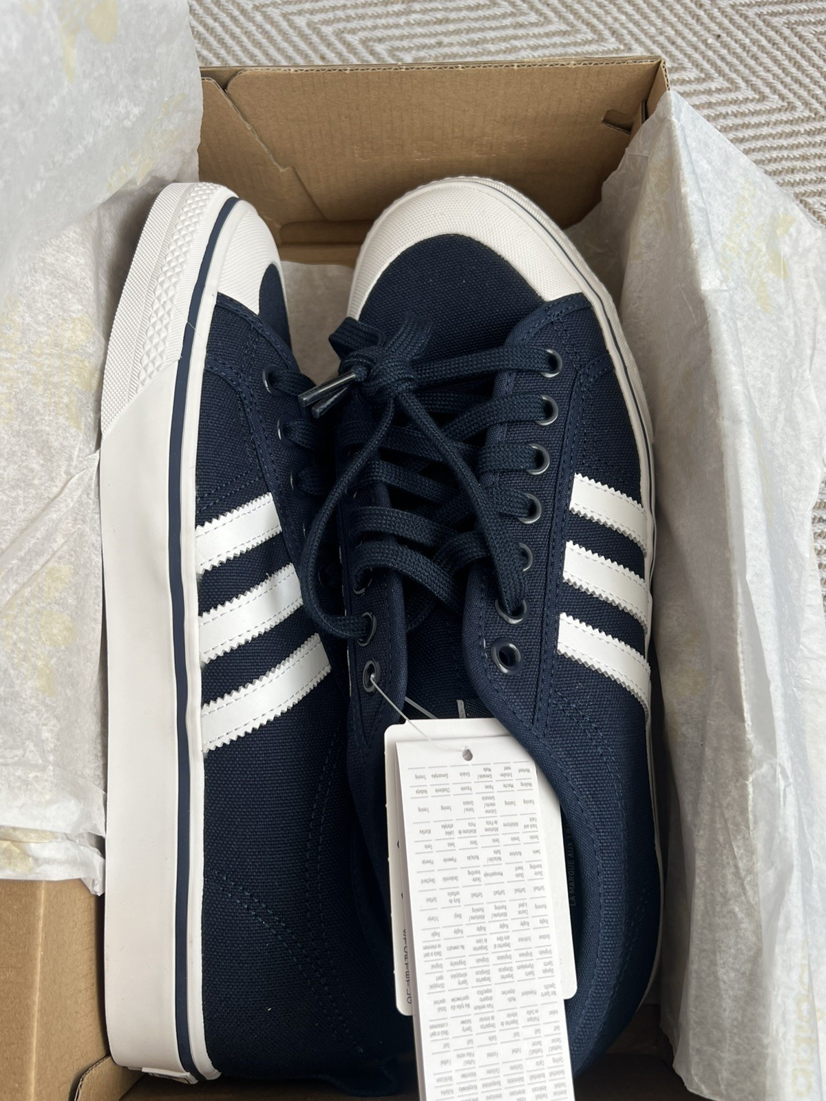 Size UK 10.5- adidas navy Blue Trainers Shoes Sneakers. BNWT