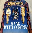 VINTAGE 1990 BEER HALLOWEEN “HANG WITH CORONA” EXTRA & LIGHT BAR TABLE SIGN BAT