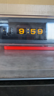 Vintage Sankyo DT-612 Drum Flip Alarm Clock Red Rotating Display