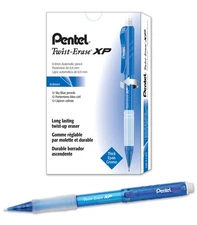Pentel Twist Erase Express Pencils 12 Count Sky Blue Latex Free Grip HB Lead
