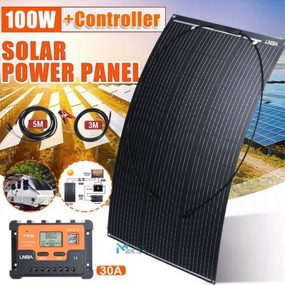 100W Mono Solar Panel Controller kit Off-Grid Battery Power RV Home Boat Camping