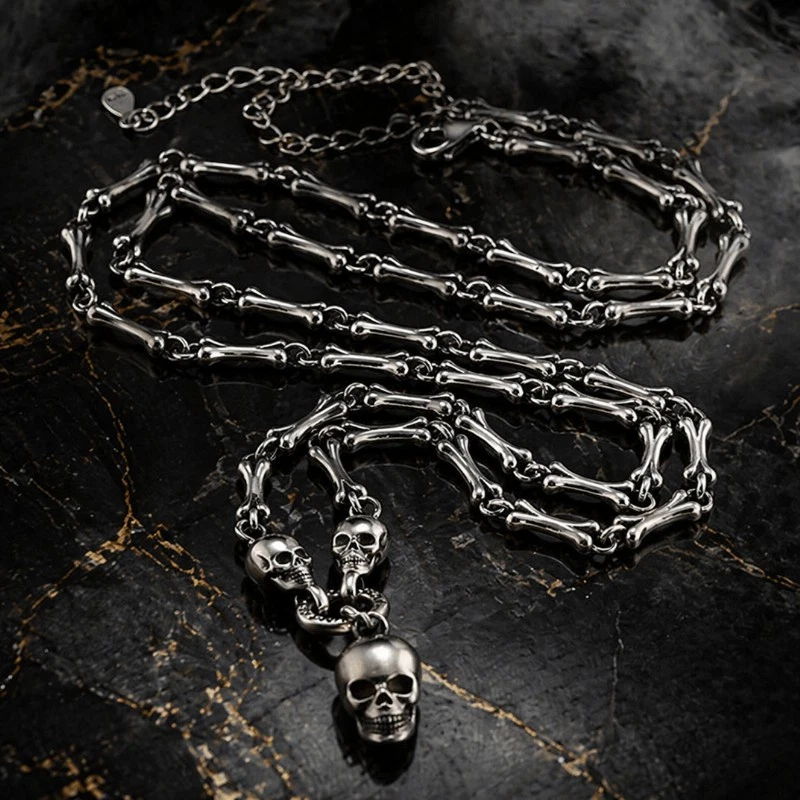 sterling silver skull necklace products for sale | eBay