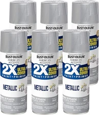 Rust-Oleum American Accents Spray Paint – Metallic Silver, 11 oz (6 Pack)