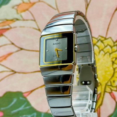 Rado Jubilee 4P Diamond Quartz Watch Silver Gold Used