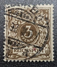 Stamp Germany Reich Reichspost 3 Pfennig 1889 Crown Mi. Nr. 45 [🇩🇪38221]