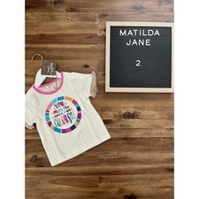 NWT Matilda Jane Dream Chasers Colorful World Tee Shirt 2 Cream Knit Colorful