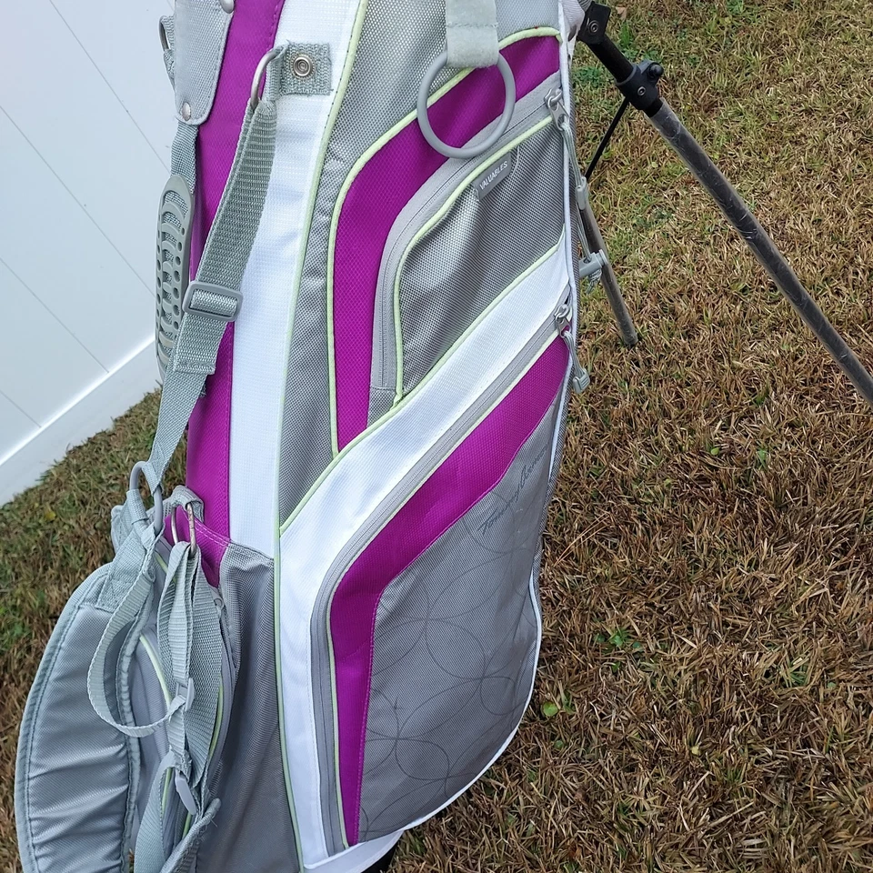 Bolsa feminina Tommy Armour 7 vias divisórias 5 bolsos cinza roxo branco - Imagem 2 de 4