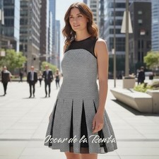 Women's Oscar de la Renta Black White Dress Size 12