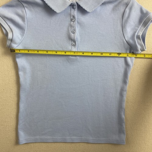 Izod Girls Short Sleeve Polo T Shirt School Uniform Size S 7/8 Baby Blue - Picture 3 of 12