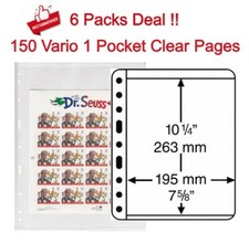 150 Clear Pages Lighthouse VARIO 1C For Stamp Sheets / Large Bill Single Pocket