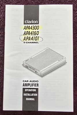Clarion APA4300 APA4160 APA4101 Operation Installation Manual * 20 Pages *