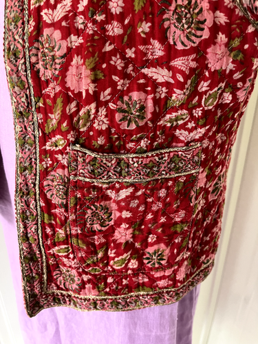 Kani The Vogue by Rockford 70s Vintage Red Indian Cotton Quilted Waistcoat Gilet - Picture 4 of 24