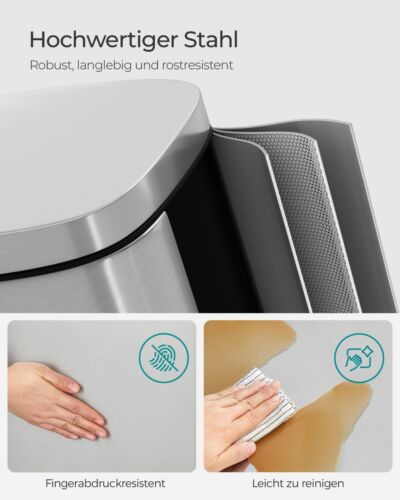 30L Mülleimer Abfalleimer aus Edelstahl mit Fußpedal Papierkorb Küche LTB03NL - Bild 4 von 7