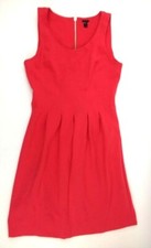 J Crew Red Sleeveless Crew Neck Pleated Fit & Flare Dress Style #A5434 Size 4
