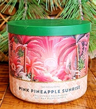 2025 ☀️SUMMER~🩷🍍PINK PINEAPPLE SUNRISE~3 WICK CANDLE Bath Body Works~SHIP FREE