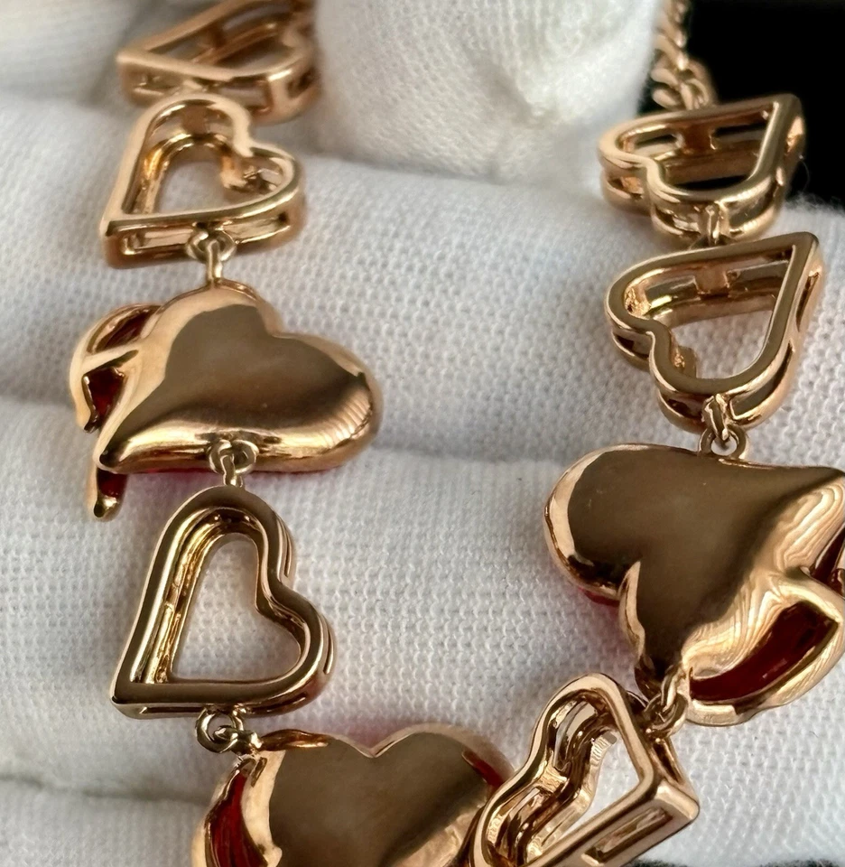 Red Crystal Heart Bracelet Rose Gold Plated Beautiful Adjustable 6in-8in Ladies - Image 4 of 4