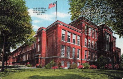Massilon, Ohio Postcard Washington  High School Postmark 1943   OH3