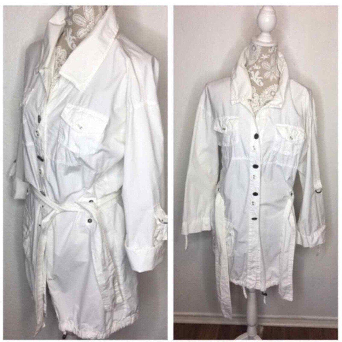 【関税&送料込】Bottega Veneta Coats White Bottega Veneta White Casual Belted Jacket Medium Lightweight