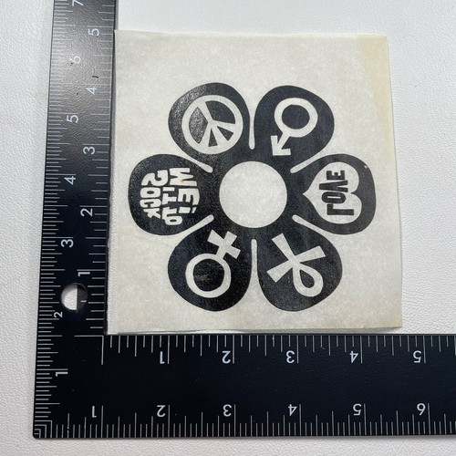 Vtg ORIGINAL 1960s DECAL TRANSFER PEACE LOVE HIPPIE WACKI-TACKIE 00XJ