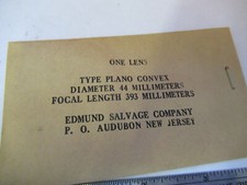 OPTICAL EDMUND LENS 44 mm DIAMETER FL 393 mm OPTICS AS PICTURED B9-FT