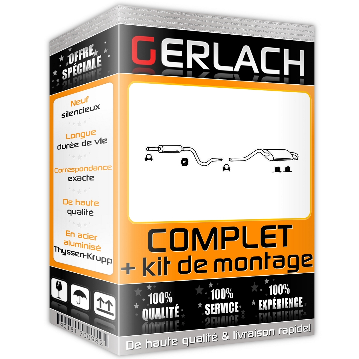 Silencieux echappement Seat Inca 1.9 SDi et Vw Caddy 2 acier