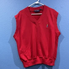 Vintage Pivot Sportware Red Golf Vest Embroidered Men Size Large 