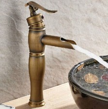 Antique Brass Bathroom Basin Vessel Faucet Single Hole Deck Mount Sink Mixer Tap