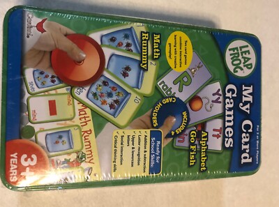 Leap Frog My Card Games TIN CASE Math Rummy & Alphabet Go Fish - NEW SEALED!