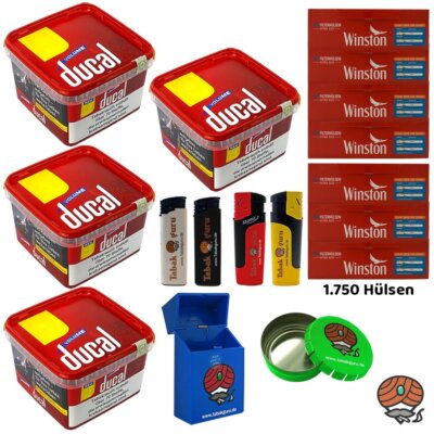 ducal Volume Volumentabak Eimer 4x 185g, 1750 Winston Extra Hülsen, viel Zubehör