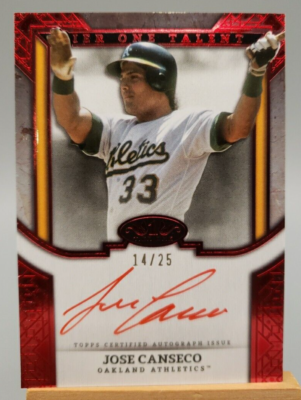 2024 Topps Tier One on Card JOSE CANSECO Auto 14/25 RED Parallel 