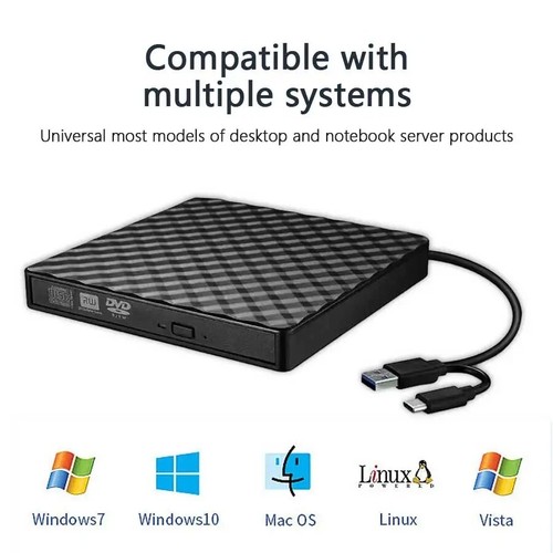 2 in 1 USB3.0 Typ C Slim Extern DVD RW CD Brenner Slim Optisches Laufwerk Brenner - Bild 7 von 7