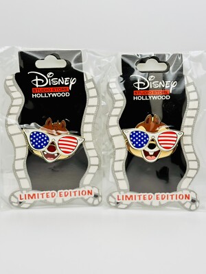 Disney Pin 2022 DSSH Chip & Dale Patriotic Sunglasses LE 400 Set DSF USA HTF