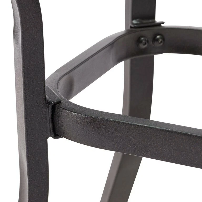 Mesa auxiliar cuadrada de acero para exteriores Mainstays Heritage Park, tapa de vidrio negro/claro Foto 4 de 4