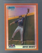 2010 BOWMAN CHROME BRYCE BRENTZ TEAM USA ORANGE REFRACTOR 05/25