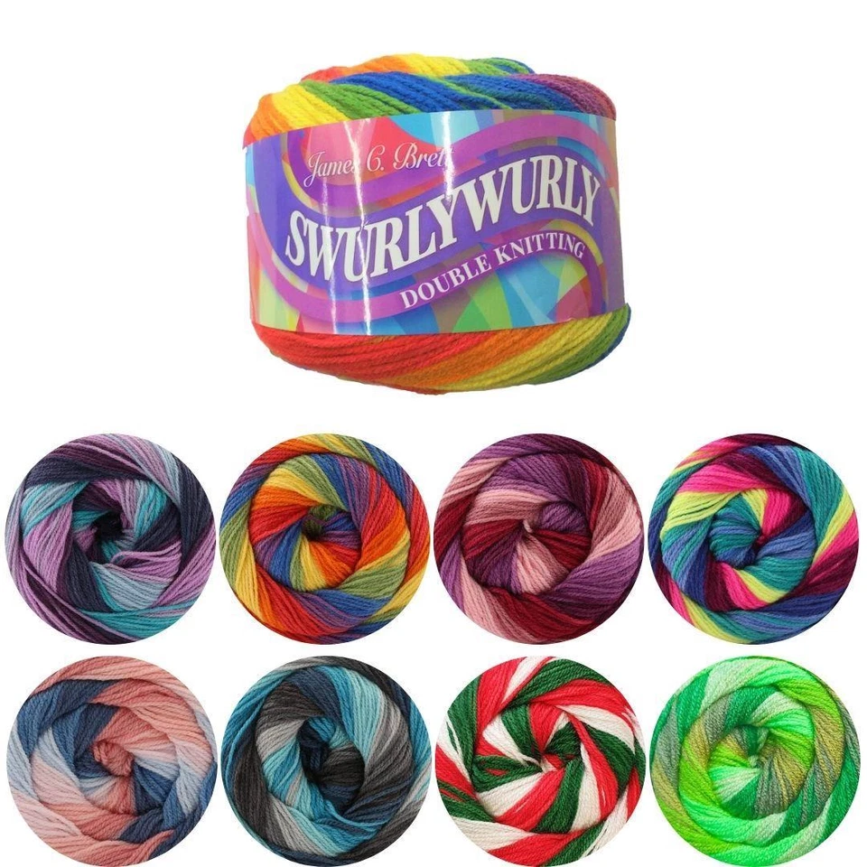 James C Brett Swurlywurly DK Self-striping Acrylic Knitting Crochet Yarn 200g