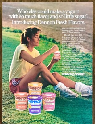 1987 Dannon Fresh Flavors Yogurt PRINT AD So Much Flavor So Little Sugar