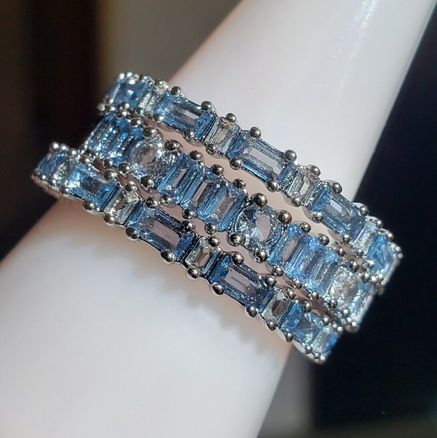 Ring Bomb Party, Jewelry, Bomb Party Rbp6463 Sz 1 Starting My Day Right  Aquamarine Blue Zircon 3 Rings